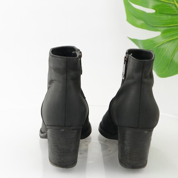 Blondo Womens Nelli Boot Size 9.5 Black Leather Waterproof Mid Block Heel Bootie - Picture 4 of 13